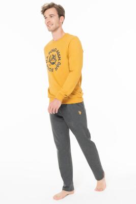 Erkek 2 İplik Kışlık Uzunkol Düz Paça Baskılı Ev Giyim Pijama Takım - 5