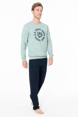 Erkek 2 İplik Kışlık Uzunkol Düz Paça Baskılı Ev Giyim Pijama Takım - 4