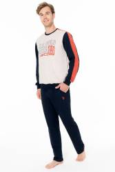 Erkek 2 İplik Kışlık Uzunkol Düz Paça Ev Giyim Pijama Takım - 1