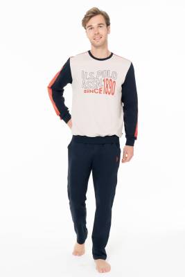 U.S. Polo Assn. - Erkek 2 İplik Kışlık Uzunkol Düz Paça Ev Giyim Pijama Takım (1)