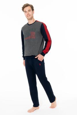 Erkek 2 İplik Kışlık Uzunkol Düz Paça Ev Giyim Pijama Takım - 4