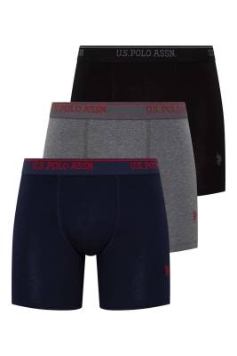 U.S. Polo Assn. - Erkek 3'lü Uzun Paça Boxer, %95 Pamuk %5 Elastan