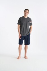 Erkek Antrasit T-shirt Şort Takım