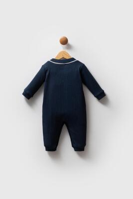 Erkek Bebek Lacivert Tulum, %100 Pamuklu Ribana Kumaş - 3