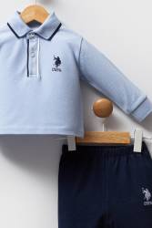 Erkek Bebek Polo Yaka Pike Kumaş Alt Üst Takım - Thumbnail