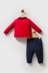 Erkek Bebek Polo Yaka Pike Kumaş Uzunkol Alt Üst Takım - Thumbnail
