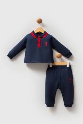 Erkek Bebek Polo Yaka Pike Kumaş Uzunkol Alt Üst Takım - Thumbnail