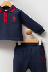 Erkek Bebek Polo Yaka Pike Kumaş Uzunkol Alt Üst Takım - Thumbnail