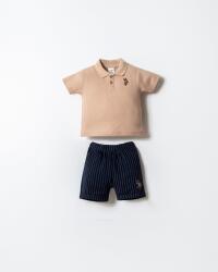 Erkek Bebek Polo Yaka Şort Tişört Takımı %100 Pamuk – Pike Üst, İki İplik Alt