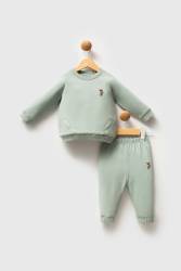 Erkek Bebek Yuvarlak Yaka İki İplik Kumaş Uzunkol Alt Üst Takım - Thumbnail