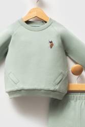 Erkek Bebek Yuvarlak Yaka İki İplik Kumaş Uzunkol Alt Üst Takım - Thumbnail