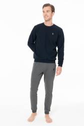 Erkek Bisiklet Yaka Dar Paçalı Uzunkol Kışlık Pijama Takım - 3