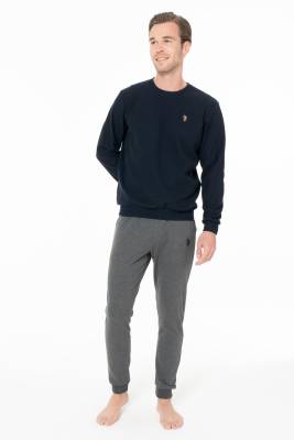 Erkek Bisiklet Yaka Dar Paçalı Uzunkol Kışlık Pijama Takım - 3