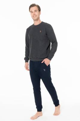 Erkek Bisiklet Yaka Dar Paçalı Uzunkol Kışlık Pijama Takım - 5