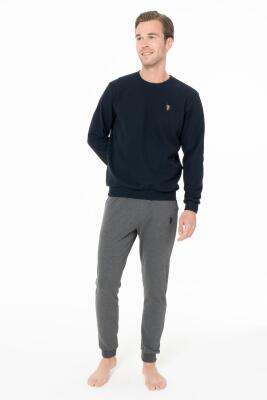 Erkek Bisiklet Yaka Dar Paçalı Uzunkol Kışlık Pijama Takım - 3