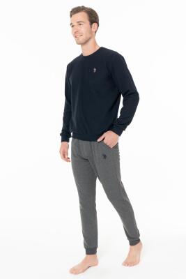 Erkek Bisiklet Yaka Dar Paçalı Uzunkol Kışlık Pijama Takım - 4