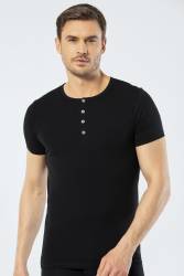 Erkek Bisiklet Yaka Düğmeli Kısa Kol Fit T-shirt - Thumbnail