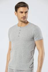 Erkek Bisiklet Yaka Düğmeli Kısa Kol Fit T-shirt - Thumbnail