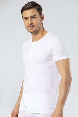 Erkek Bisiklet Yaka Düğmeli Kısa Kol Fit T-shirt - 3