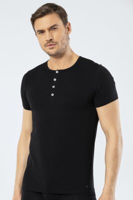 Erkek Bisiklet Yaka Düğmeli Kısa Kol Fit T-shirt - 6