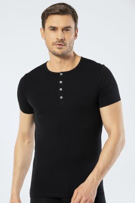 Erkek Bisiklet Yaka Düğmeli Kısa Kol Fit T-shirt - 7