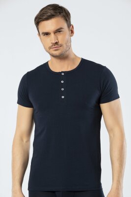 Erkek Bisiklet Yaka Düğmeli Kısa Kol Fit T-shirt - 9