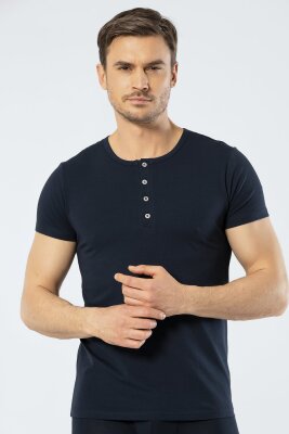 Erkek Bisiklet Yaka Düğmeli Kısa Kol Fit T-shirt - 11