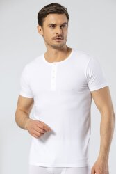 Erkek Bisiklet Yaka Düğmeli Kısa Kol Fit T-shirt (1)