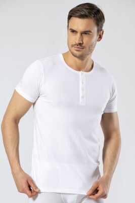 Erkek Bisiklet Yaka Düğmeli Kısa Kol Fit T-shirt - 4