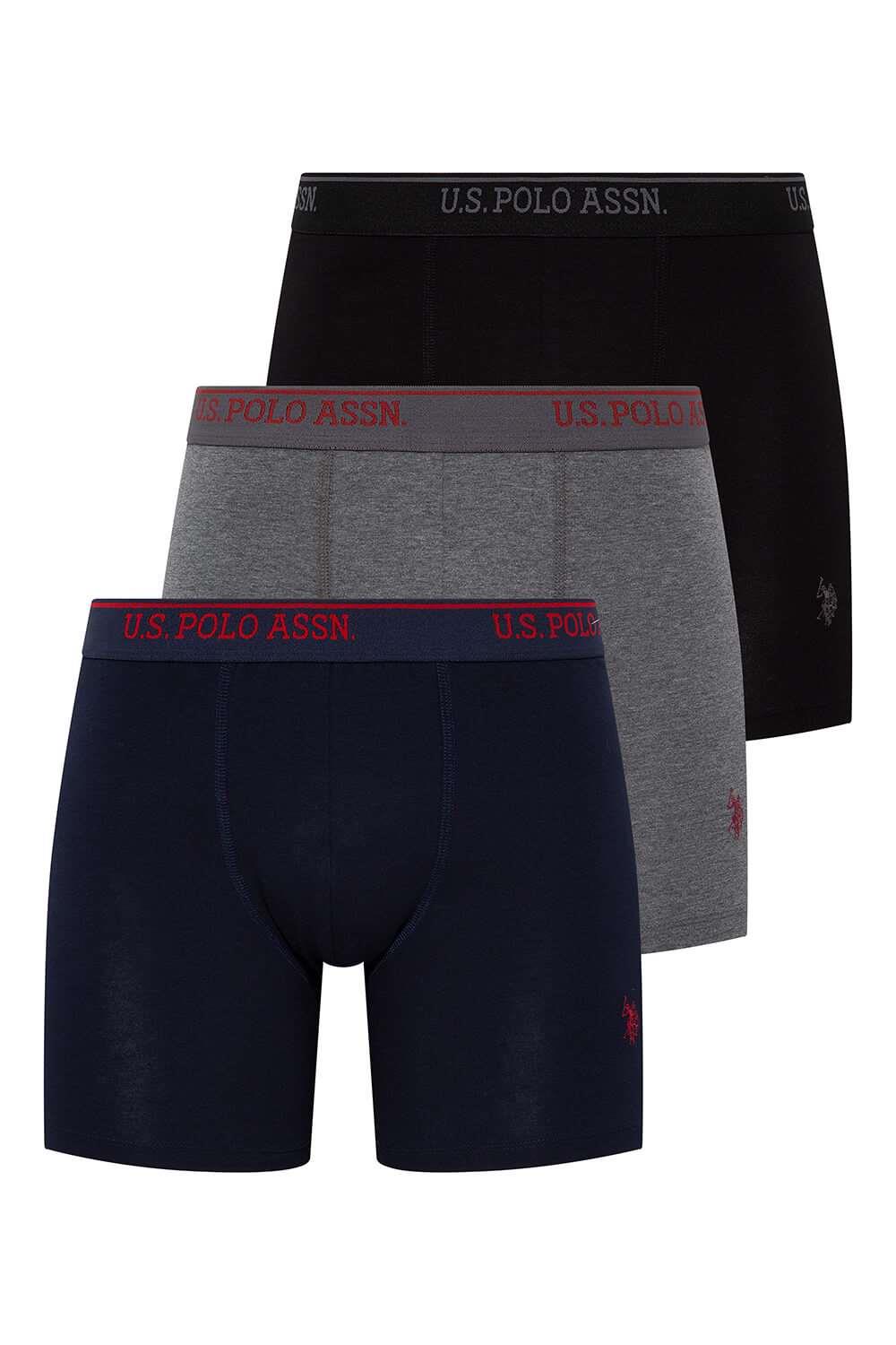 Erkek Büyük Beden 3'lü Uzun Paça Boxer, %95 Pamuk %5 Elastan