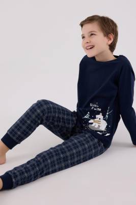 Arnetta - Erkek Çocuk Lacivert Pijama Takım, %100 Pamuk
