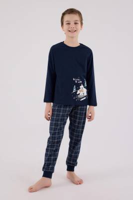 Arnetta - Erkek Çocuk Lacivert Pijama Takım, %100 Pamuk (1)