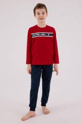 ERKEK ÇOCUK SÜPREM PİJAMA TAKIMI, Uzun Kol Pijama Takım, %100 Pamuk - Thumbnail
