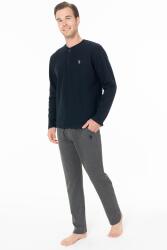 Erkek Düğmeli Yaka Uzunkol Kışlık Pijama Takım - 4