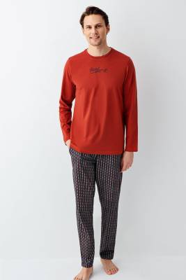 Arnetta - Erkek Kiremit %100 Pamuklu Pijama Takım (1)