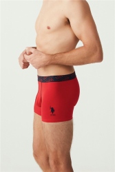 Erkek Kırmızı - Gri Melanj - Lacivert 3 Lü  Likralı Boxer - 4