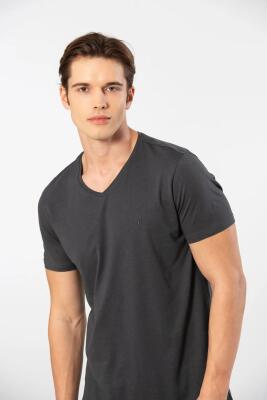 Erkek Kısakol V Yaka T-shirt, %50 Pamuk %50 Modal - 5