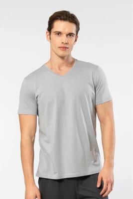 Erkek Kısakol V Yaka T-shirt, %50 Pamuk %50 Modal - 8