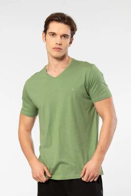 Erkek Kısakol V Yaka T-shirt, %50 Pamuk %50 Modal - 17