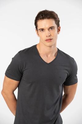 Erkek Kısakol V Yaka T-shirt, %50 Pamuk %50 Modal - 4