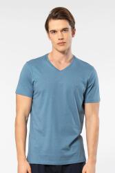 Erkek Kısakol V Yaka T-shirt, %50 Pamuk %50 Modal indigo
