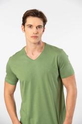 Erkek Kısakol V Yaka T-shirt, %50 Pamuk %50 Modal Yeşil