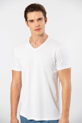 Erkek Kısakol V Yaka T-shirt, %50 Pamuk %50 Modal - 19