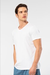 Erkek Kısakol V Yaka T-shirt, %50 Pamuk %50 Modal - 20