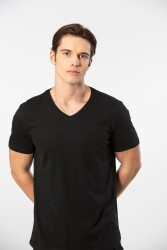 Erkek Kısakol V Yaka T-shirt, %50 Pamuk %50 Modal - 23