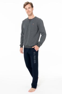 Erkek Kışlık 2 İplik Kışlık Ev Giyim Pijama Takım, üst uzunkol bisiklet yaka kol manşetli, alt cepli ve düz paça - 6