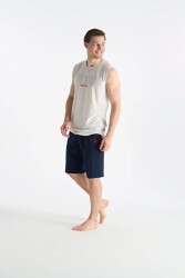 Erkek Kolsuz T-shirt Şort Takım - 3