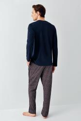 Erkek Lacivert %100 Pamuklu Pijama Takım - 4