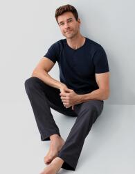 Erkek Lacivert 3’lü Kutulu Pijama Takımı %100 Pamuk – Kısa Kollu Düğmeli Üst & Uzun Cepli Alt ve Cepli Şort Set - 4