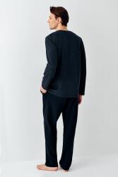 Erkek Lacivert Selanik Dokuma Kışlık Pijama Takım - 4